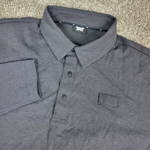 PXG Mens Large Gray Performance Stretch Skull Snap Button Polo Long Sleeve